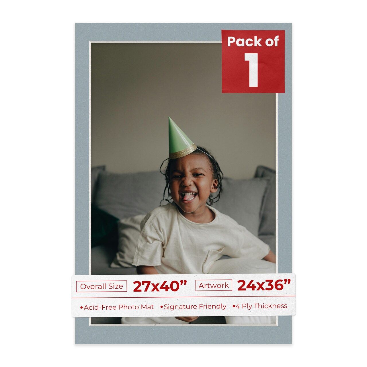 Metallic Silver Mat Board for 27x40 Frames - Fits 24x36 Photos